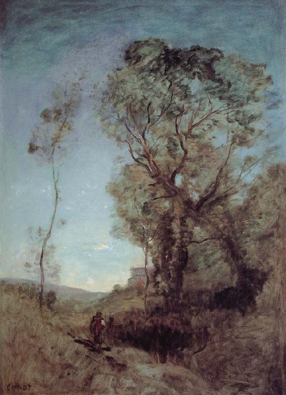 Corot Camille The Italian vill behind pines oil painting image
